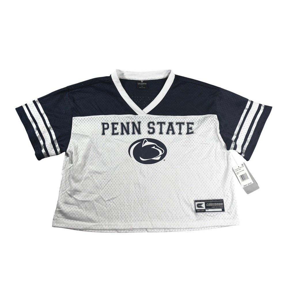 Colosseum Penn State Nittany Lions Women Jersey Navy White Crop COJF31295W L